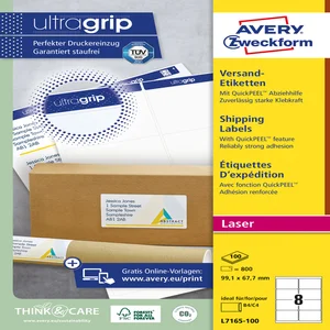 Etiket Avery L7165-100 99.1x67.7mm wit 800 stuks
