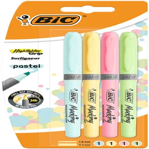 Markeerstift Bic grip pastel assorti blister à 4 s