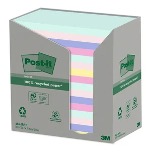Memoblok Post-it 655-RPT 76x127mm recycled rainbow