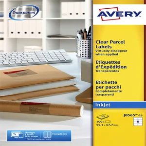 Etiket Avery J8565-25 99.1x67.7mm transparant 200