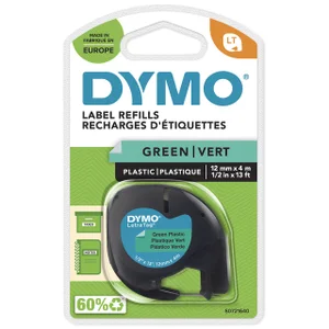 Labeltape Dymo LetraTag plastic 12mm zwart op groe