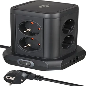 Stekkerdoos Brennenstuhl toren 8 voudig met 2x USB