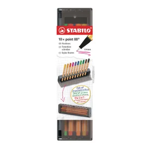 Fineliner STABILO point 88 fijn clickset à 10 kleu