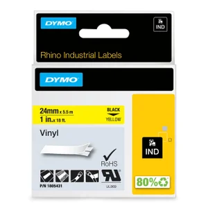 Labeltape Dymo Rhino industrieel vinyl 24mm zwart