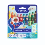 Kleurpotlood LYRA Groove Triple One extra dik set à 10 kleuren