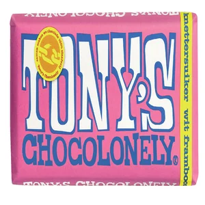 Chocolade Tony's Chocolonely wit framboos knetters
