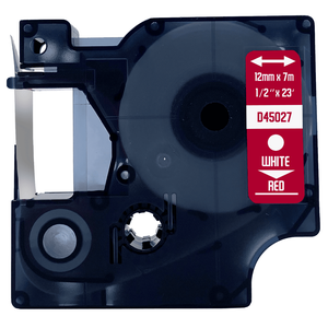 DULA - Dymo D1 45027 Wit op rood 12mm x 7m
