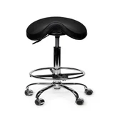 Zadelkruk Office Premium standaard met voetring harde wielen zw