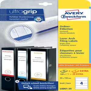Rugetiket Avery breed 59x192mm zelfklevend wit 25