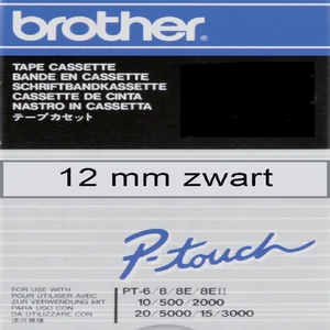 Labeltape Brother P-touch TC-101 standaard 12mm zw