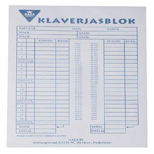 Scoreblok Klaverjas 50 vel