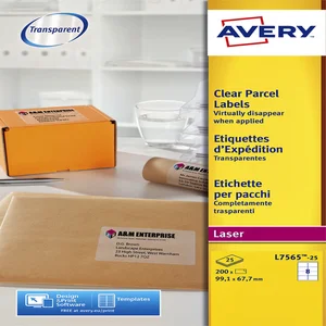 Etiket Avery L7565-25 99.1x67.7mm transparant 200