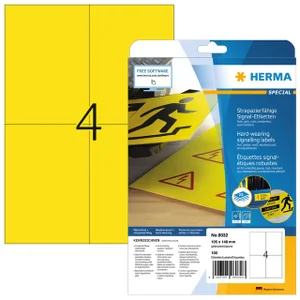 Etiket HERMA 8032 105x148mm weerbestendig geel 100