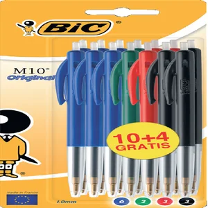 Balpen Bic M10 medium assorti blister à 10+4 grati