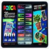 Paintmarker Uni POSCA Pop Colours assorti metalen koffer à 20 stuks