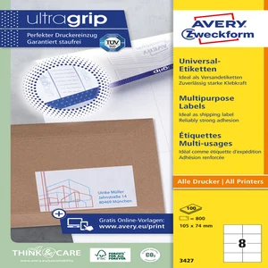 Etiket Avery 3427 105x74mm wit 800 stuks