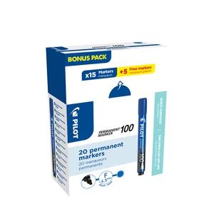 Viltstift PILOT 100 rond fijn blauw doos à 15+5 gr