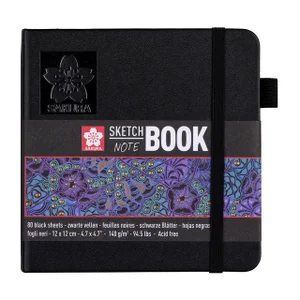 Schetsboek Sakura 80 zwarte vellen 140gr 120x120mm