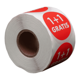 DULA Etiketten rond 1+1 gratis 35mm - 500 stickers op rol - kortingsstickers