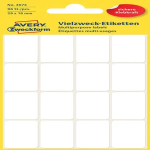 Etiket Avery 3074 29x18mm wit 96 stuks