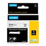 Labeltape Dymo Rhino industrieel polyester 24mm zwart op wit