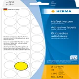 Etiket HERMA 2251 rond 19mm geel 1280 stuks