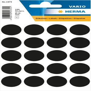 Etiket HERMA 1879 rond 19mm zwart 100 stuks