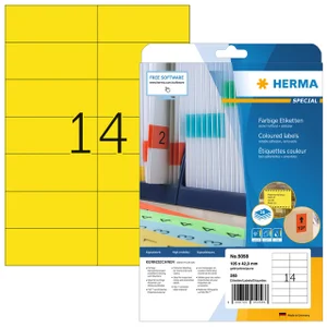 Etiket HERMA 5058 105x42.3mm verwijderbaar geel 28
