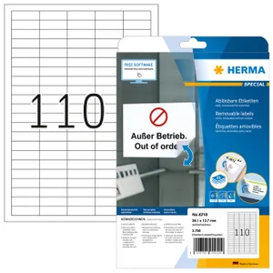 Etiket HERMA 4210 38.1x12.7mm verwijderbaar wit 27
