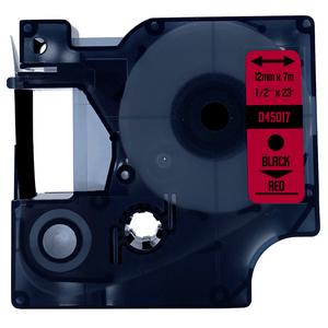 DULA - Dymo D1 45017 / S0720570 Zwart op rood 12mm x 7m