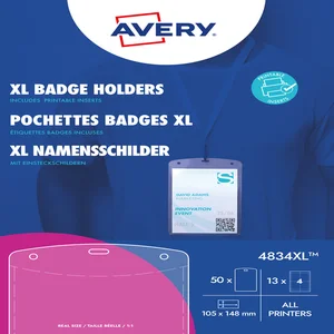 Badge Avery 4834XL A6 hoes + bedrukbare insteekkaa