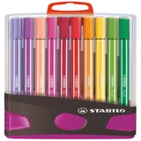 Viltstift STABILO Pen 68/20 ColorParade in antr/roze etui M ass 20st