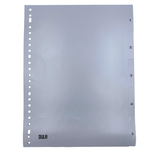 DULA Plastic tabbladen 1 tot 5 Grijs - Genummerd - 23 rings A4