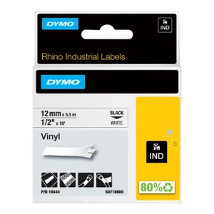 Labeltape Dymo Rhino industrieel vinyl 12mm zwart