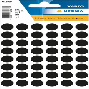 Etiket HERMA 1869 rond 12mm zwart 240 stuks