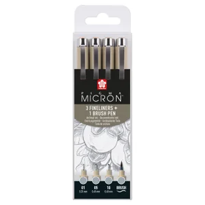 Fineliner Sakura Pigma Micron lichtgrijs set 4 mat