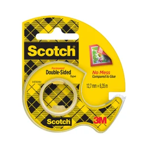 Plakband Scotch 665 12mmx6.3m dubbelzijdig + afrol