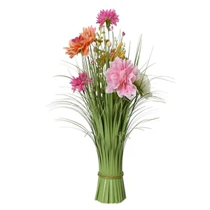 Kunstgras Everlands met bloemen roze 40cm polyeste