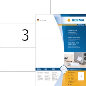 Etiket HERMA 4664 210x99mm geperforeerd wit 300 st