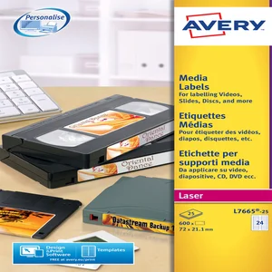 Etiket Avery L7665-25 72x21.2mm voor media tape's