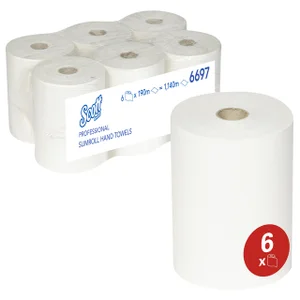 Handdoekrol Scott Slimroll 1-laags 190m wit 6697
