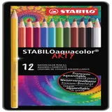 Kleurpotloden STABILO 1612 aquacolor assorti blik à 12 stuks