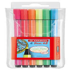 Viltstift STABILO Pen 68 medium fluor assorti etui