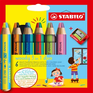 Kleurpotloden STABILO 882 woody 3 in 1 duo puntens