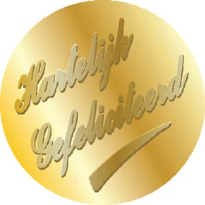 Etiket Haza hartelijk gefeliciteerd goud à 1000 st