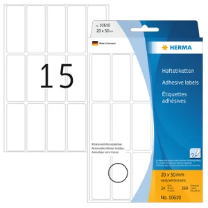 Etiket HERMA 10610 20x50mm verwijderbaar wit 360 s