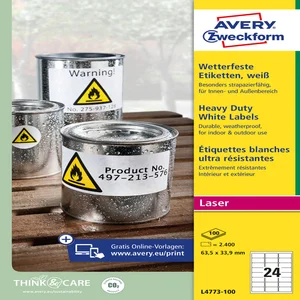 Etiket Avery L4773-100 63.5x33.9 2400 stuks