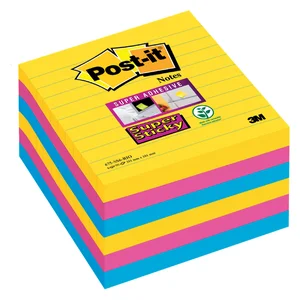 Memoblok Post-it 675 Super Sticky 101x101mm lijn R