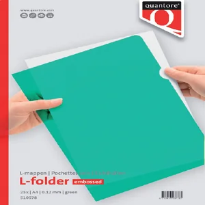 Insteekmap L-model Quantore A4 PP 0.12mm groen 25