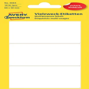 Etiket Avery 3084 66x38mm wit 18 stuks